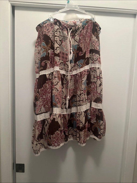 Apt. 9 Dresses & Skirts - Apt. 9 Brown and Pink Paisley Tiered Midi Skirt